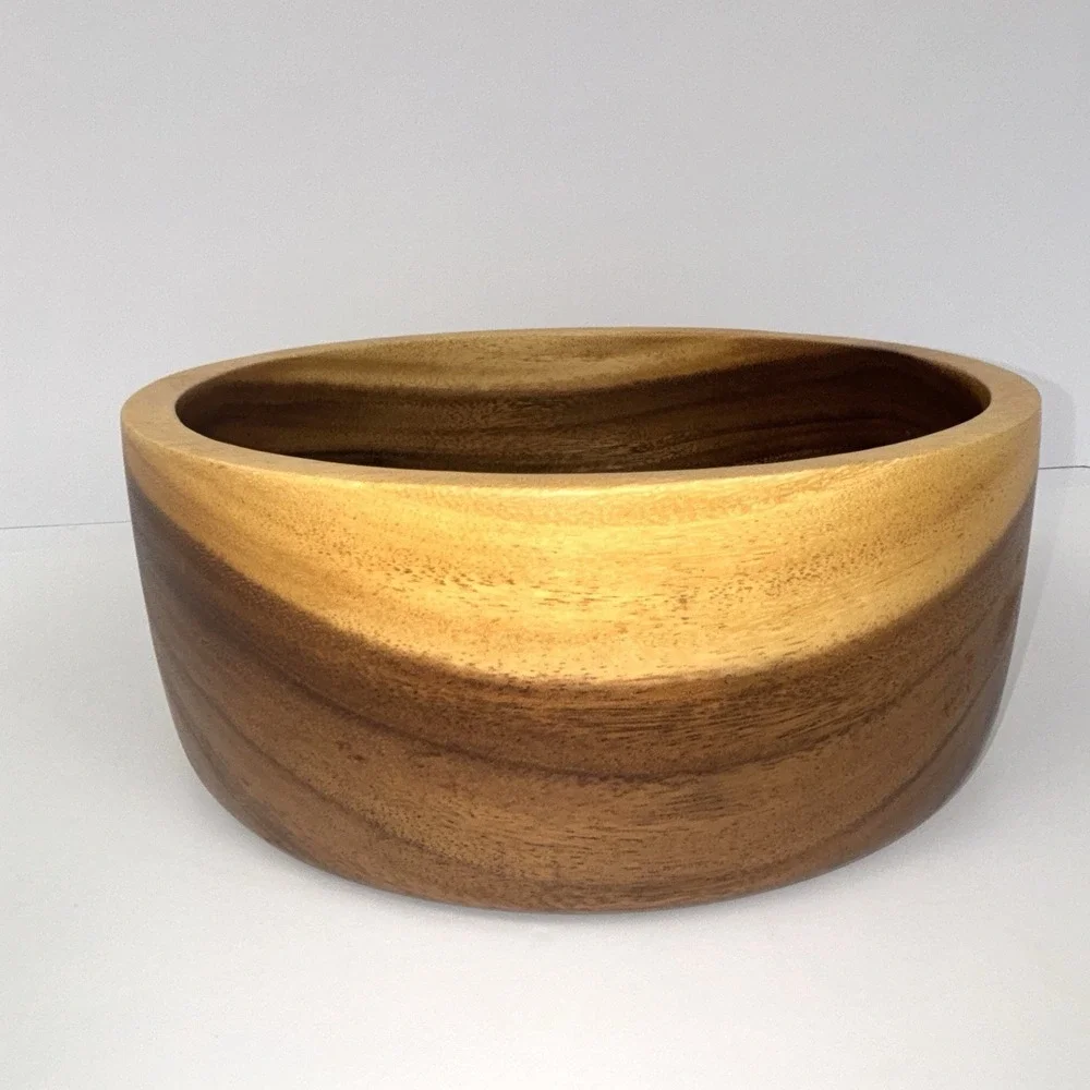 Acacia Wood Bowl Hand Turned Rustic Farmhouse Boho Serving Salad Fruit Bowl 10